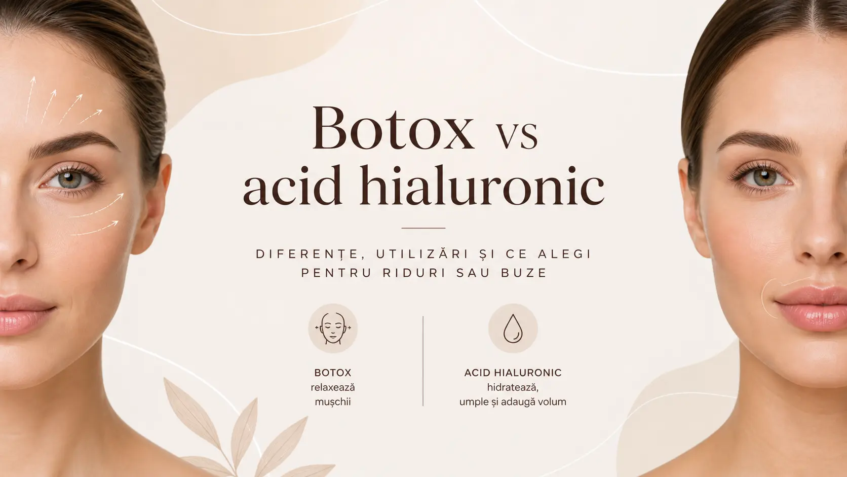 Botox vs acid hialuronic: diferențe, utilizări și ce alegi pentru riduri sau buze